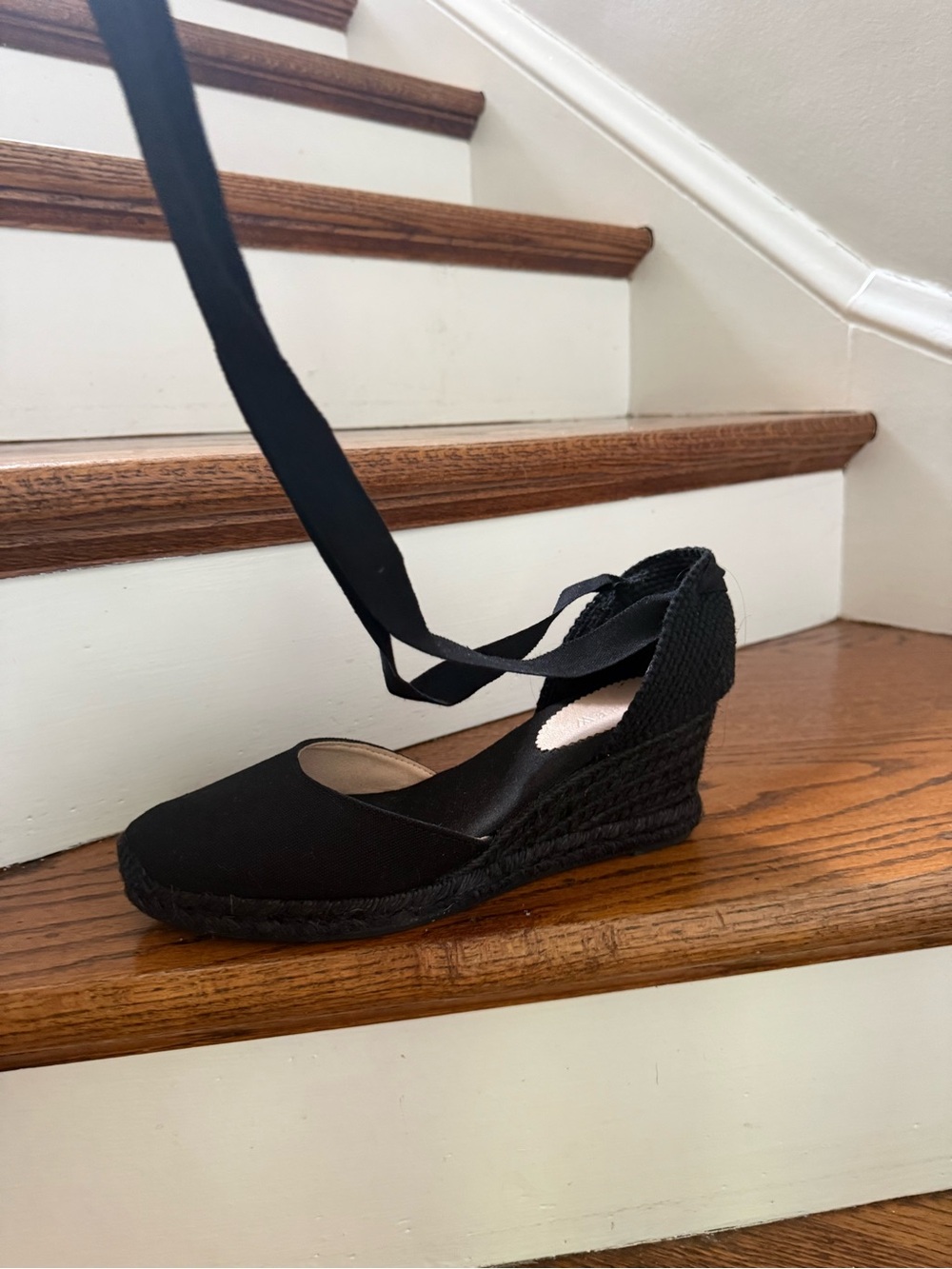 J.Crew Black Espadrille Wedge with Ankle Tie